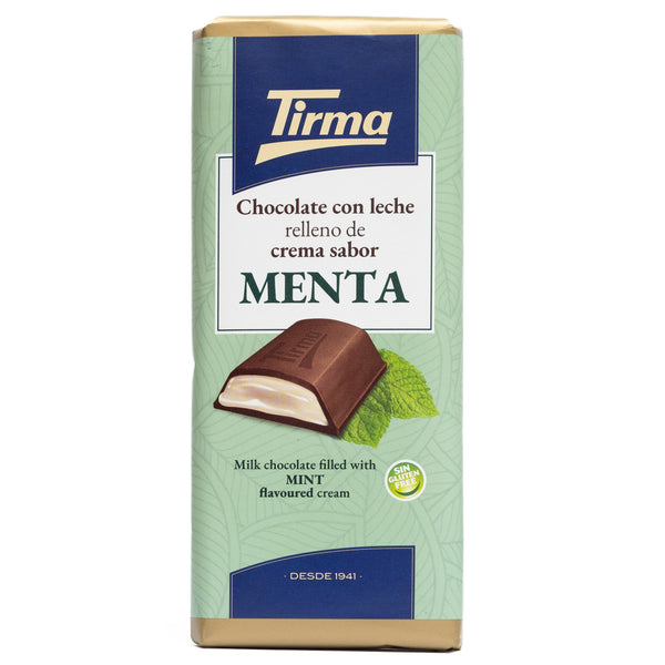 Tirma chocolate bar packaging with a green background