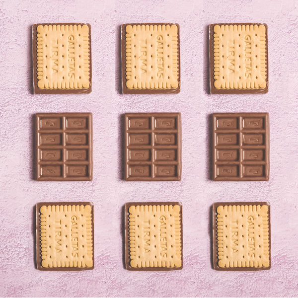 9 Tirma Biscuits with Milk Chocolate 160 g. Spanish milk chocolate biscuits made in Spain.