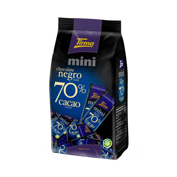 Tirma Mini Dark Chocolate Bars - 70% Chocolate 180g. Spanish mini chocolate bar made in Spain.