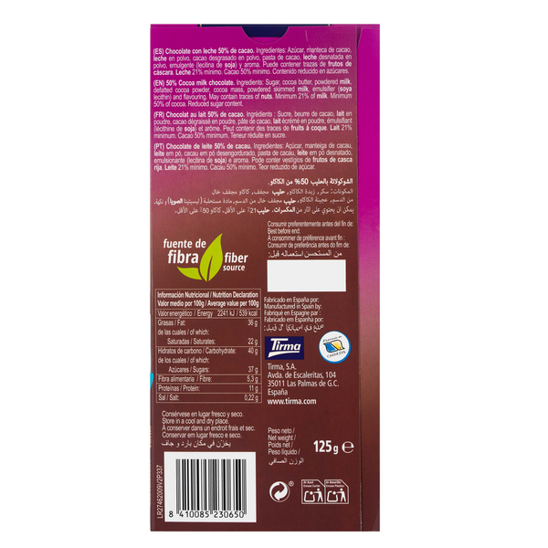 Milk Chocolate 50% cocoa with 30% less sugars