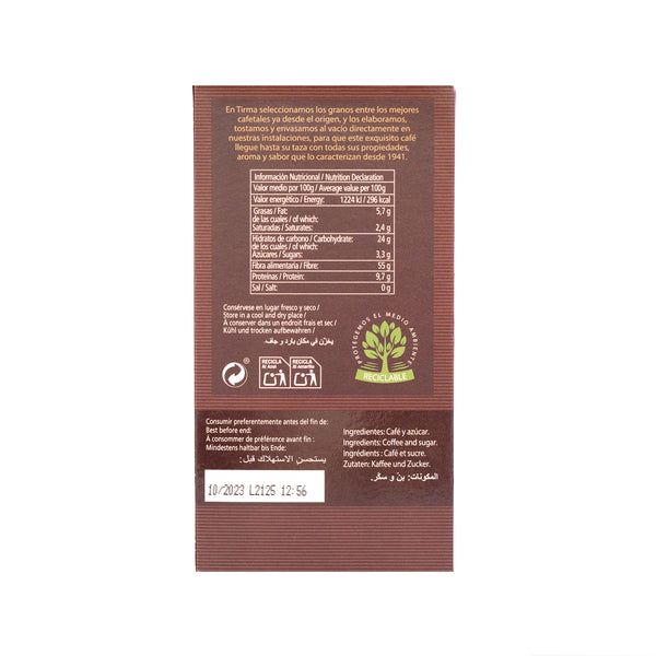 Tirma Soft Ground Blend Coffee with Nutritional facts. Spanish Coffee made in Spain.