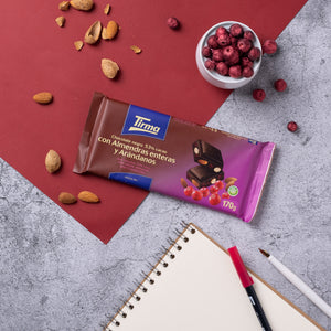53% Dark Chocolate with Whole Almonds & Cranberries, 170g