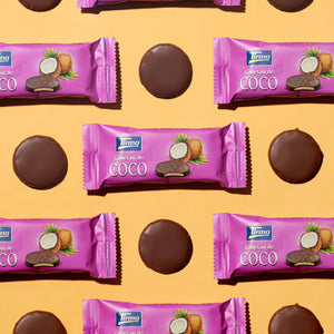 7 Coconut Biscuit covered in Milk Chocolate 200 g with 7 covered milk chocolate coconut biscuits. Spanish coconut biscuits made in Spain.
