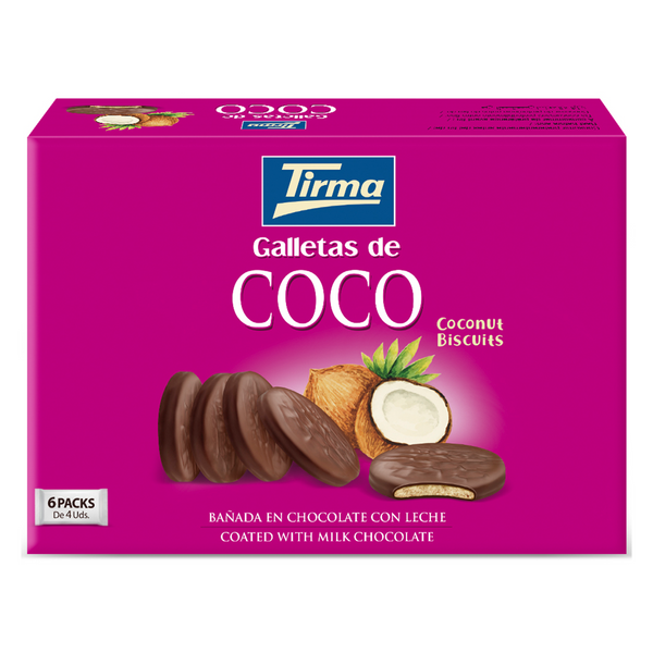 Coconut Biscuit covered in Milk Chocolate 200 g. Spanish coconut biscuits made in Spain.