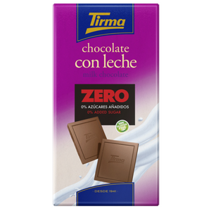 Tirma milk chocolate bar, 125g - No added sugars and gluten free chocolate. Spanish chocolate made in Spain.