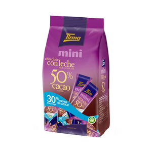 Tirma Mini 50% Milk Chocolate Bars, 30% Less Sugars 180 g. Spanish mini milk chocolate bars made in Spain