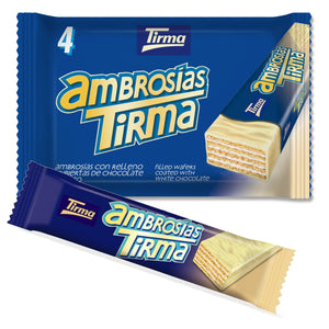 Tirma White Chocolate Wafers, 86g. Pack of 4. Suitable for Vegetarians. Made in Spain.