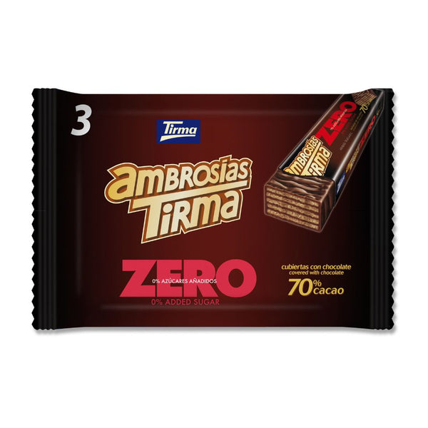 Tirma 70% Dark Chocolate Wafers, individually wrapped and available in packing of 3. No Added Sugars and Vegetarian. Perfect breakfast and snack option. Delivery in the UK