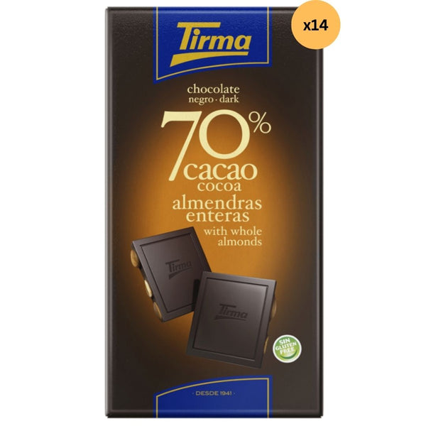 Dark Chocolate 70% with Whole Almonds, 125g